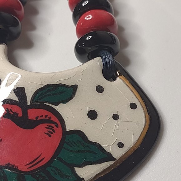 Vintage Red Apple Pendant Necklace - Picture 3 of 14